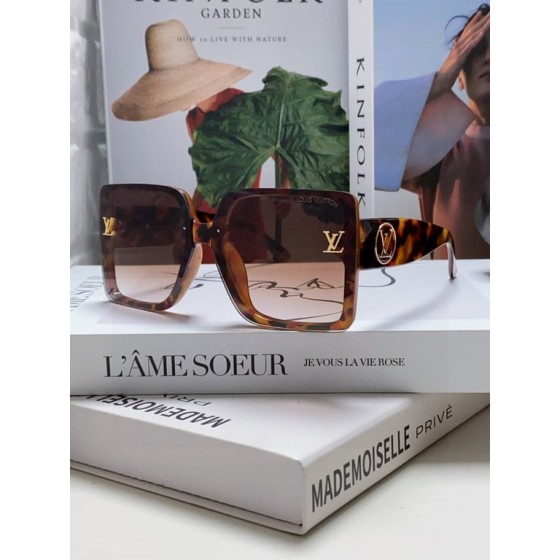 LV Tortoise Shell Square Sunglasses (Brown/Gold)